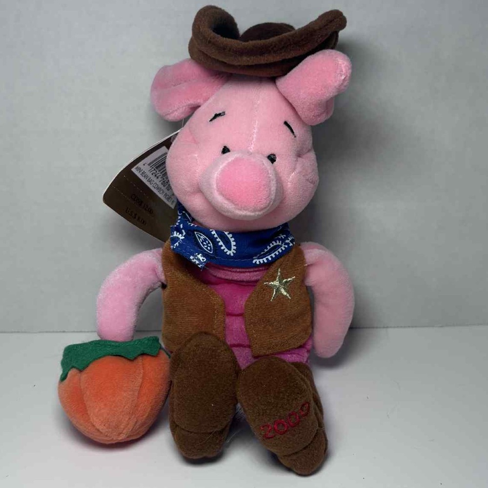 The Disney Store Mini Bean Bag Cowboy Piglet 8” Halloween Bean Bag NWT